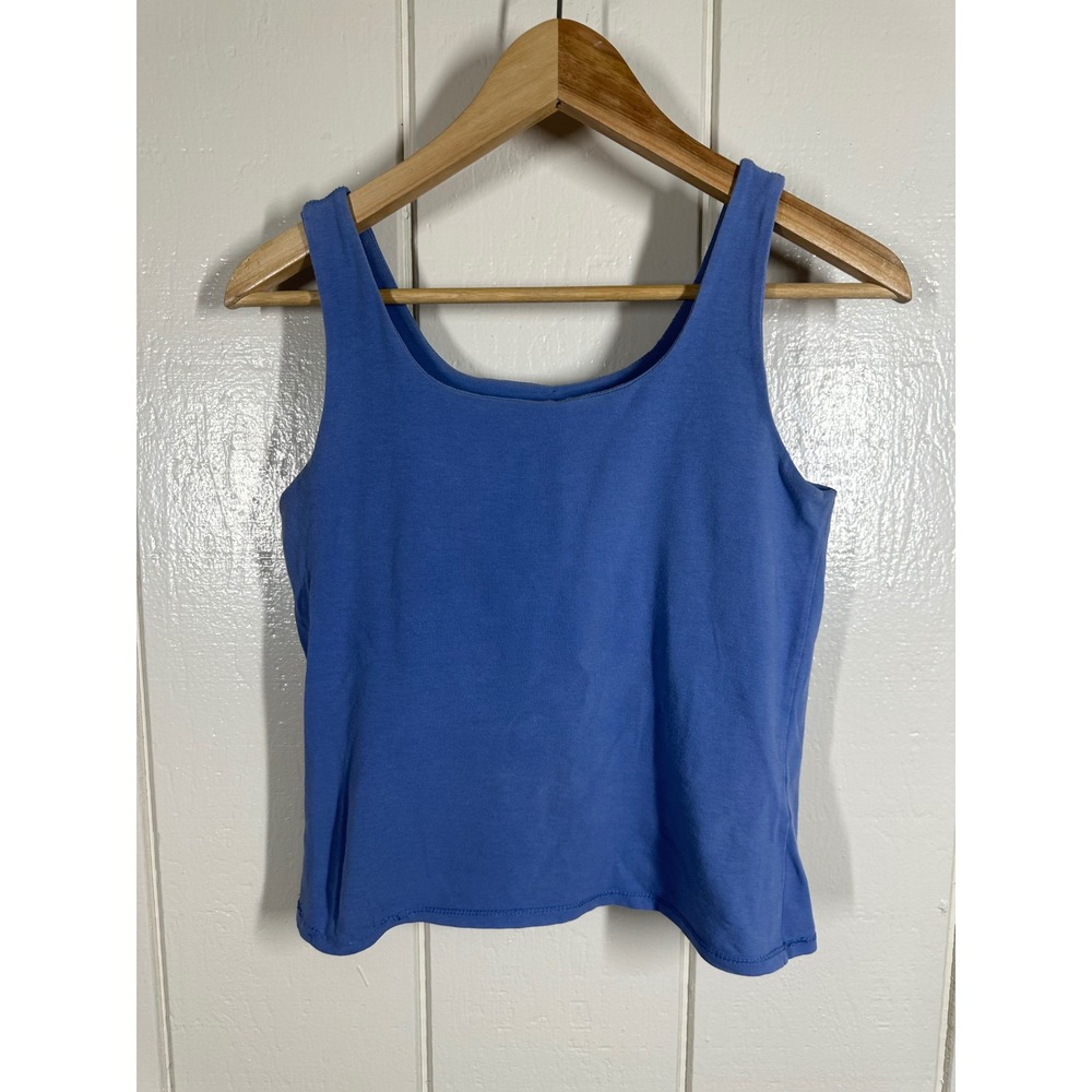 J. Jill Tank Top Womens S Blue Shelf-Bra Tank Scoop Neck Basic Solid 7701